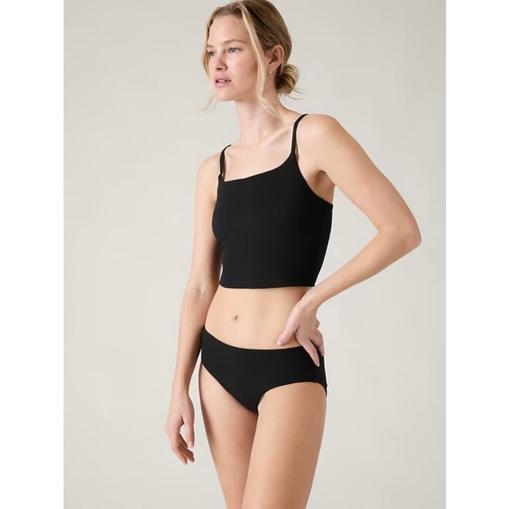 NWT Athleta Black Scoop Pique Crop Bikini Top Size Medium Swimwear Active Swim